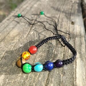 Colorful Beaded Bracelet with Black Cord
